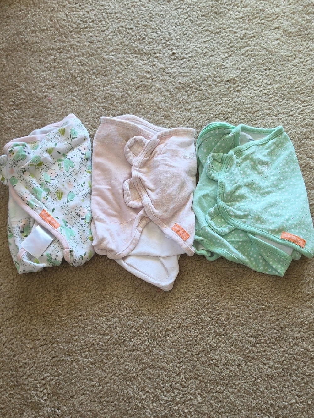SwaddleMe Swaddle Wraps Trio Pink Mint Green Prints Size 0-3 Months